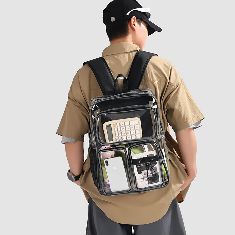2026-May Transparent Backpack for Men Women  Lightweight PVC Soft shoulder strap