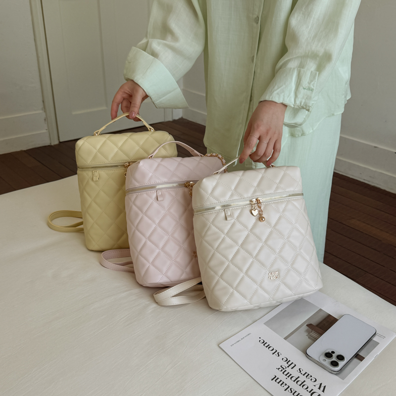 2026-May Backpack PU Leather Backpack for Women Quilted
