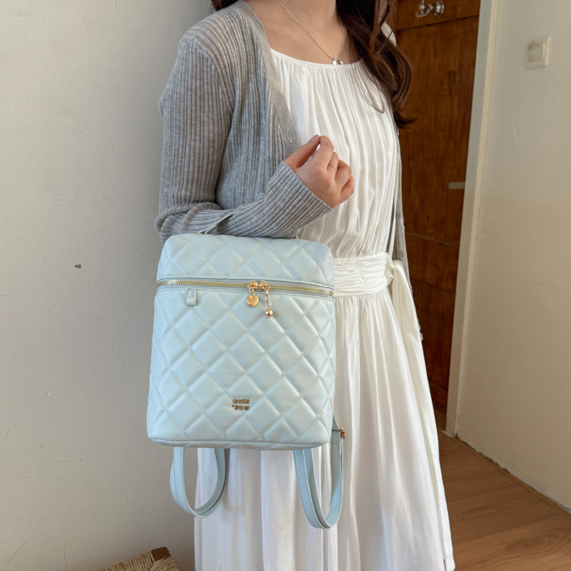2026-May Backpack PU Leather Backpack for Women Quilted