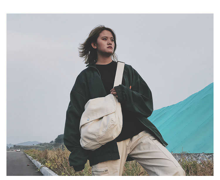 Large-capacity canvas shoulder tote bag