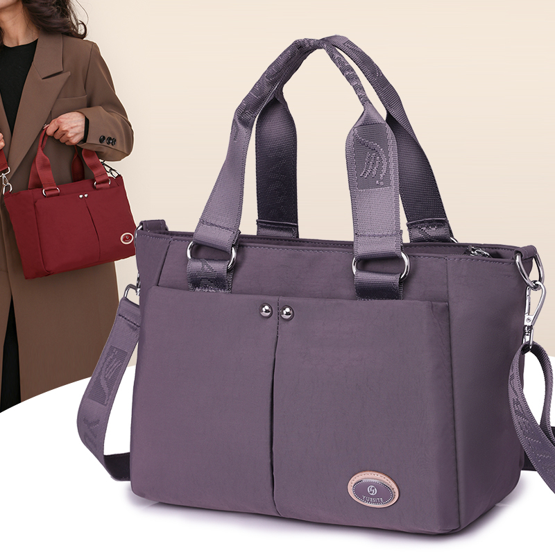 Large-capacity canvas tote and crossbody bag for commuting