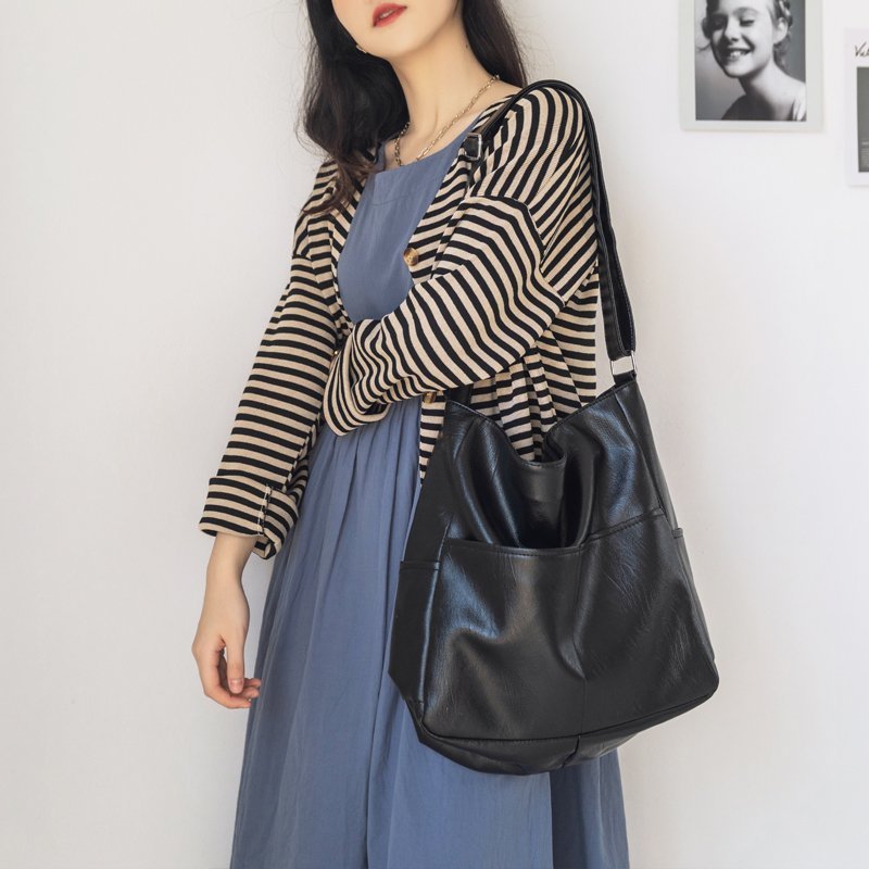 PU solid color crossbody shoulder bag