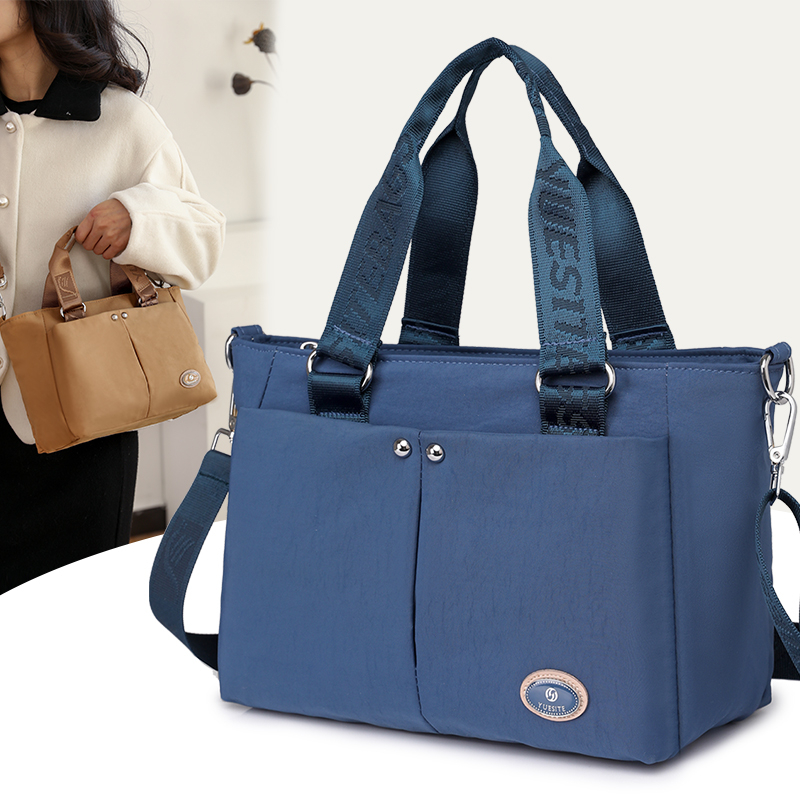 Large-capacity canvas tote and crossbody bag for commuting