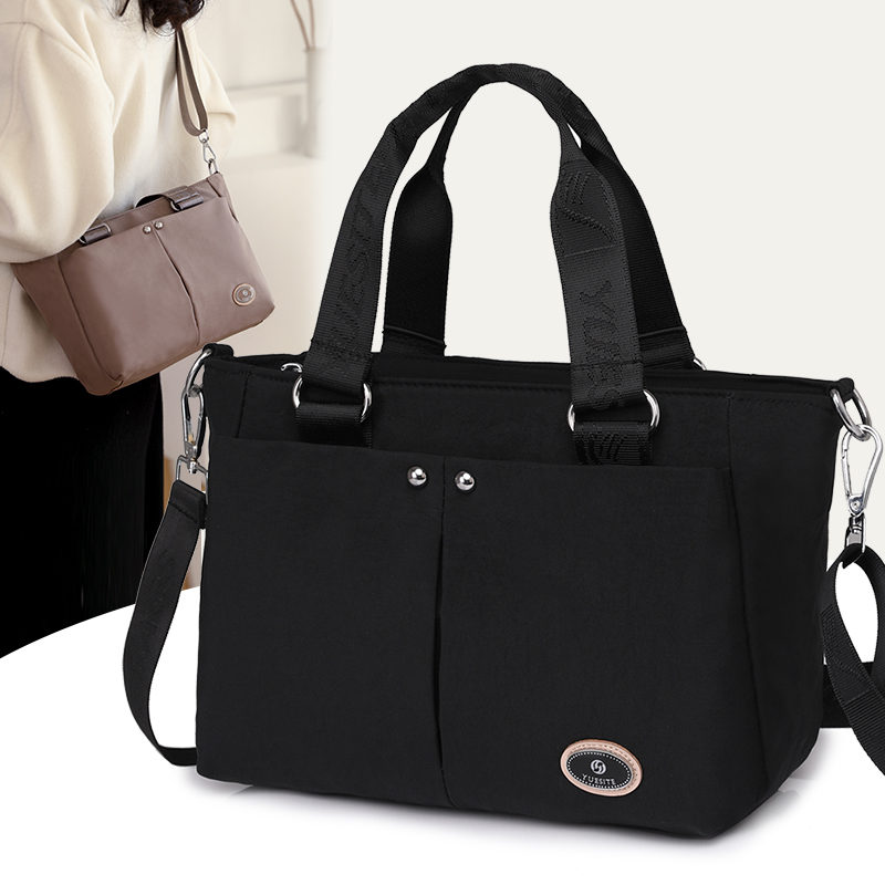 Large-capacity canvas tote and crossbody bag for commuting